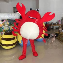 2024 Costume de mascotte de crabe mignon personnage de thème de dessin animé Carnaval unisexe Halloween Carnaval adultes fête d'anniversaire tenue fantaisie pour hommes femmes