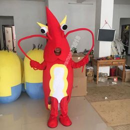 2024 Costume de mascotte de crevette en peluche mignonne personnage de thème de dessin animé Carnaval unisexe Halloween Carnaval adultes fête d'anniversaire tenue fantaisie pour hommes femmes