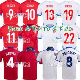 2024 Jerseys de fútbol de República Checa 1996 Nedved Novotny Poborsky Chytil Home Away Retro Football Shirt Schick Hlozek Soucek Sadilek Lingr Kit para niños