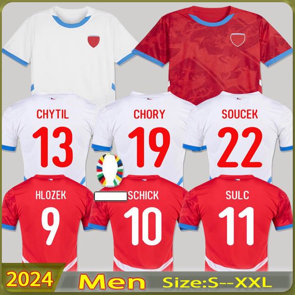 2024 Jerseys de football de la République tchèque 24 NEDVED Novotny Poborsky chytil Home Football Shirt Schick Hlozek Soucek Sadilek Lingr Mens Kids Kit