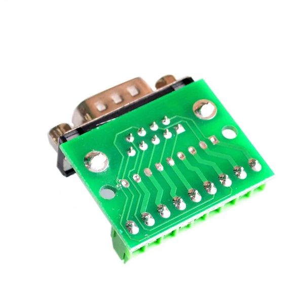 2024 DB9 RS232 Serial a terminal Conector del adaptador masculino tablero de ruptura de conector negro+verde para DB9 RS232 Adaptador serial