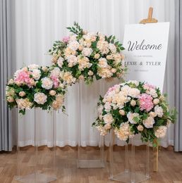 2024 Decoratieve Bloemen 45cm-70cm Aangepaste Grote Kunstbloem Bal Bruiloft Tafel Centerpieces Stand Decor Geometrische Plank Feest Podium Voorstelboeket