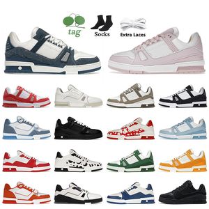 2024 Denim Blauw Roze Kalfsleer Designer Casual Schoenen Luxe Dames Heren V Trainers Wit Zwart Geel Groen Rood Blauw Oranje Loafers Platform Lage Top Sport Sneakers