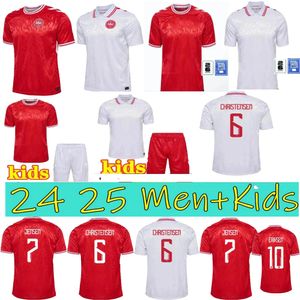 2024 Denemarken Man Soccer Jersey 24 25 Euro Eriksen Home Red Away White Kjaer Hojbjerg Christensen Skov Olsen Braithwaite Dolberg Football Shirts