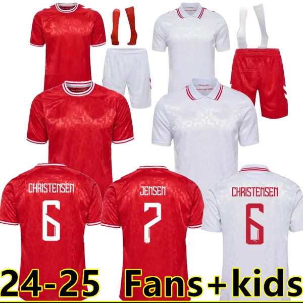 2024 Danemark Soccer Jersey 24 25 Euro Eriksen Home Red Away White Kjaer Hojbjerg Christensen Skov Olsen Braithwaite Dolberg Football Shirts 888888