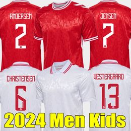 2024 Danemark Jersey de football Euro 24 25 ERIKSEN HOME ROUGE AWAY BLANC VESTERGAARD HOJBJERG CHRISTENSEN ANDERSEN OLSEN BRAITHWAITE DOLBERG Hommes Enfants Chemises de football
