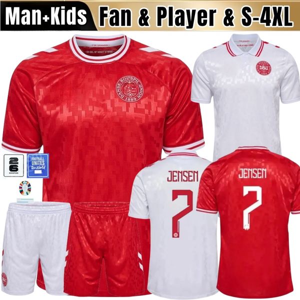 2024 Danemark Soccer Jersey Euro Eriksen Home Red Away White Kjaer Hojbjerg Christensen Skov Olsen Braithwaite Dolberg Football Shirts