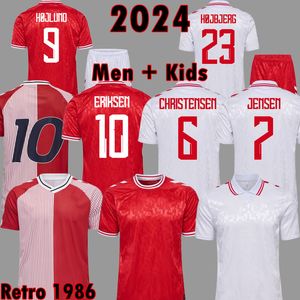 2024 Denemarken voetballen Jerseys Hojlund 24 25 2024 Euro Eriksen Home Red Kjaer Hojbjerg Christensen Braithwaite Dolberg 1986 Retro Denmark Football Shirts Vintage Kit