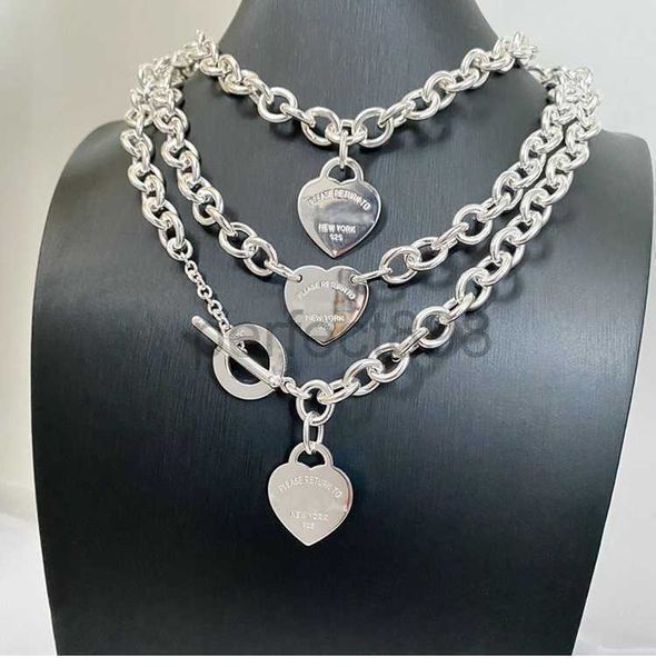 2024 Designer 925 Silver Peach Heart Pendant Chaîne épaisse du collier Collier pour femmes en forme de cœur