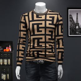 2024 Designer Autumn Luxury Mens Sweater kleding Truiverlover Slim Fit Casual Sweatshirt Geometrie Patchwork Color Print mannelijke mode wollen wollige jumpers-5xl