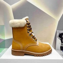 2024 Diseñador Otoño Invierno Kurt Lana Botas de mujer Punta redonda Zapatos de mujer con cordones Cuero genuino Botas de tobillo con parte inferior gruesa Bota Feminina