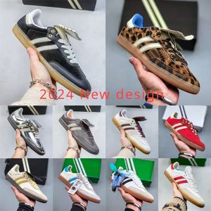 2024 Bolsa de diseñador Gales Bonner Pony Leopard Tonal Cream White Silver Core Black Sporty Rich Skate Zapatos Red White Green Mujeres Mujeres Sports Lowakers 36-45