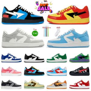 2024 Diseñador Bapesstass Zapatos casuales Staa Charol Medianoche Azul marino Nostalgia Vino Rojo Gris Verde Beige Rosa Naranja Camo Negro para hombres y mujeres Zapatos casuales