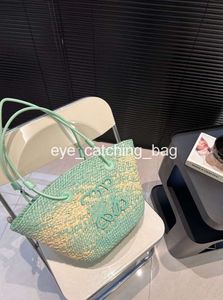 2024 Designer Basket Strawtas Loe mode TOTE TAG Hand geweven Cross Body Open Beach Handtas Dames Zomer Hoge kwaliteit