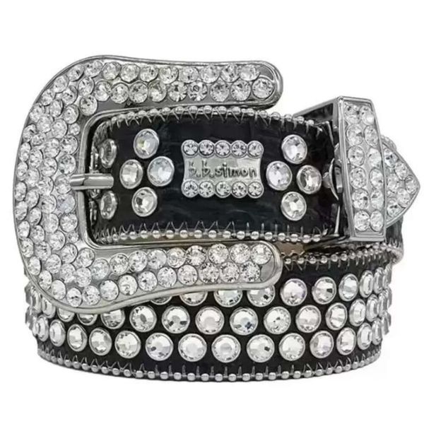 2024 Diseñador Bb Belt Simon Cinturones para hombres Mujeres Cinturón de diamante brillante en negro azul blanco multicolor con diamantes de imitación de Bling como regalo supermsss