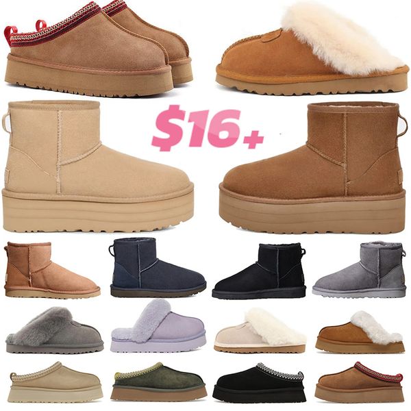 Ugg Ugglis Slippers Uggsboot Ug Ugh Uggz Tasman Slippers Diseñadora botas Tazz Designer Slides Women Platform Fluffy【code ：L】Ultra Mini Sneaker Woman Bottega Snow Winter Booties