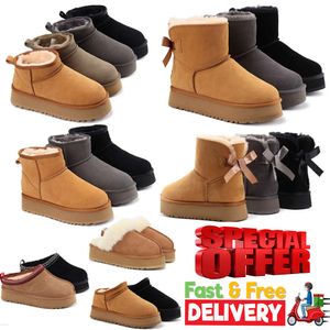 2024 Designer Boots Fluffy Snow Boots Boots Women and Mens Winter Platform Boot Slipper enkelwol schoenen Lederen klassieke laarsjes