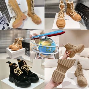 2024 Botas de diseñador Popular Women Women Short Booties Shle Boot de tobillo Luxury Soles Womens Tacón grueso tamaño 35-40 CHUNKY SMFK GAI Envío gratis