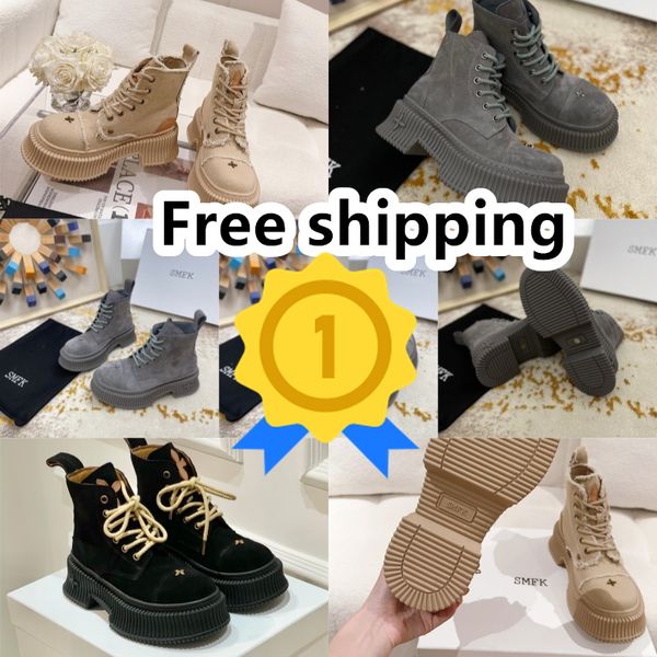 2024 Botas de diseñador Popular Women Women Short Short Boot Boot de tobillo Luxury Soles Womens Tacón grueso Tamaño 35-40 CHUNKY SHIKING SMFK GAI