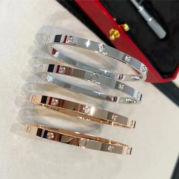 2024 Bracelets de créateurs Bracelets classiques Bijoux de créateurs Mode Acier inoxydable Argent Rose Or Femmes Hommes Bracelet 4MM Large 6ème Génération Bracelet en or Meilleur q