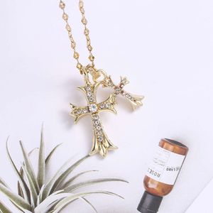 2024 Designer Merk Cross CH Ketting voor Vrouwen Luxe Chromes Dubbele Diamanten Hanger Goud Hip Hop Mannen Trui Hart Klassieke Sieraden Neckchain OH2D