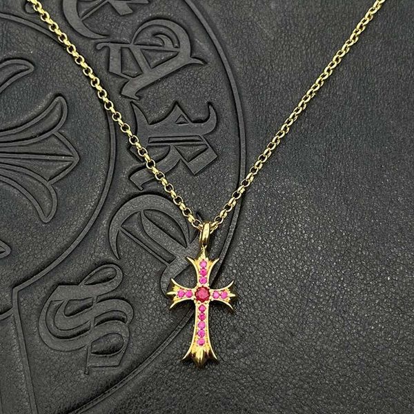 2024 Marca de diseñador Cross Ch Collar para mujeres Cromos de lujo 22k Oro Diamante Clásico Suéter Cadena Corazón Hombres Joyería Moda Colgante Neckchain G87k