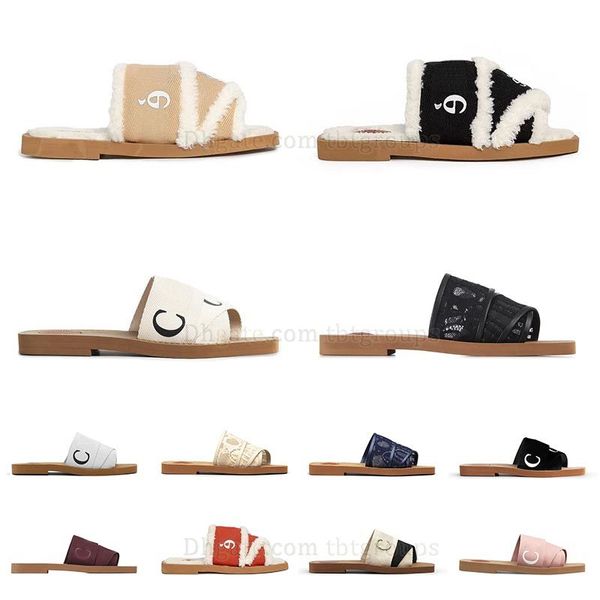 2024 Designer Canvas Slippers Woemens Sandals Assurance Support émotionnel dans les diapositives de plage ne glisse pas la maison plate boisée femme célèbre sandales 35-42