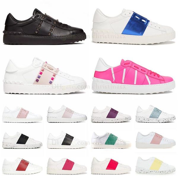 2024 Designer Casual Chaussures Toile Chaussures Noir Blanc Bleu Argent Saint Valentin Open Sneakers Rivets Italie Dames Bas-Top Mocassins Patchwork Classique Hommes Femmes Baskets