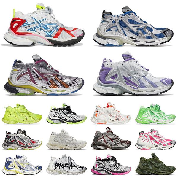 2024 Diseñador Zapatos casuales Balencaigaes Track Runners 7.0 Belenciaga Hombres Mujeres Cuero Libre Gris Luz Belanciaga Track Runners Tenis Zapatos Abuelo Ancien Daddy