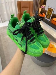 2024 Designer Casual Chaussures Chaussures de cricket Skate Sneaker Virgil Cuir de veau Abloh Noir Blanc Vert Rouge Bleu Superpositions en cuir 35-45