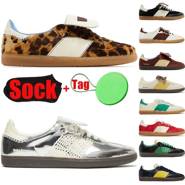 2024 Diseñador Zapatos casuales Dhgate Gales Leopard Bonner Plata Metálico Pony Negro Crema Blanco Wale Pisos de lujo Zapatillas de deporte para caminar al aire libre para hombres para mujer Entrenadores