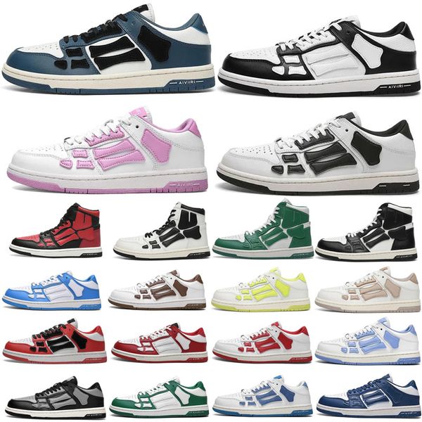 2024 Zapatos casuales de diseñador Skel Top Zapatillas de deporte de cuero de hueso bajo Esqueleto Azul Rojo Blanco Negro Verde Gris Hombres Mujeres Zapatos de entrenamiento al aire libre