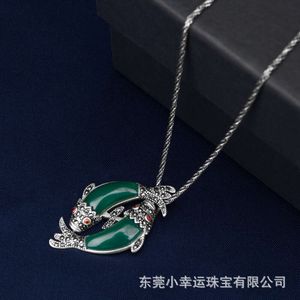 2024 Designer David Yuman Sieraden Armband Jade Engel Thaise Zilveren Ketting Synthetische Agaat Cat Eye Steen Maanlicht Steen S925 Puur Zilver Vissen Hanger ketting