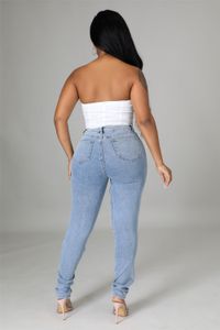 2024 Designer Denim Pantalons Femmes Jeans Bandage Jeans Lavés Mode Vintage Skinny Ripped Jeans Pantalon Bleu Streetwear En Vrac Vêtements En Gros 9648