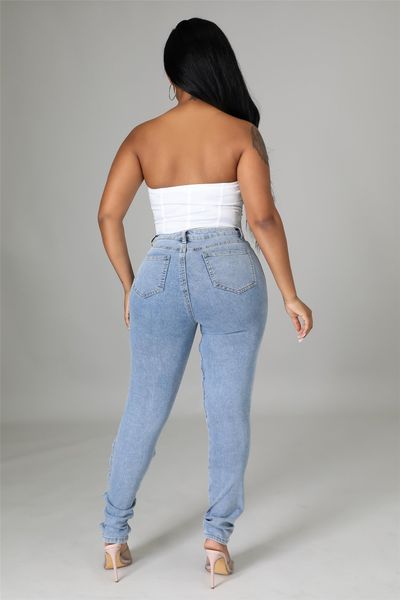 2024 diseñador pantalones de mezclilla mujeres jeans vendaje lavado jeans moda vintage flaco rasgado jeans pantalones azules streetwear a granel ropa al por mayor 9648