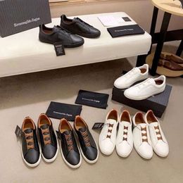 2024 Zapatos de vestir de diseñador para hombre Zegna con cordones de negocios casual social zapatillas de deporte de boda formal fiesta calidad cuero ligero entrenadores gruesos con ori q8t6 #