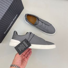 2024 Designer Kledingschoenen Heren Zegna Veterschoenen Business Casual Social Wedding Party Kwaliteit Leer Lichtgewicht Chunky Sneakers Formele Trainers met Originele ym