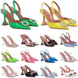 2024 Chaussures de robe de créateur sandales talons hauts chaussures Bowknot Crystal Diamond Decoration Transparent PVC boucle