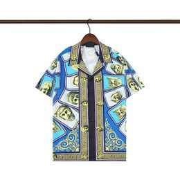 2024 Designer Mode Lettre hawaïenne Chemise de plage entrelacée pour hommes Designer Chemise de bowling en soie Casual Hommes d'été à manches courtes Taille M-3XL # 034
