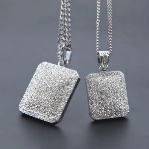 2024 Designer Modeabele luxe heren Goud Cubaanse linkketen Fashion Hip Hop sieraden met volledige strass Bling Diamond Dog Tag Iced Out Pendant Ketters