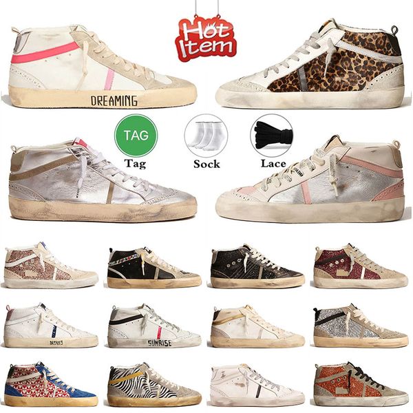 2024 Designer Golden Casual Chaussures Super-Star Famous Italie Brand Brand Sneakers Classic Goose's Plate-Forme Diry Do Old Snake Skin Gold Mid Star Suede talon Dhgate Taille 46