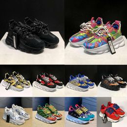 2024 Designer Italie Casual Chaussures Baskets réfléchissantes Hommes Femmes Sneaker Chaîne Chaussure Multi-Couleur Daim Floral Léopard Triple Noir Spotted Violet Formateurs 36-45