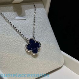 2024 Designer Jewelleryvanl Cleefl Arpelsnecklace Colliers Fanjias New Pi de Shi Four Leaf Grass Blue Ten Flower