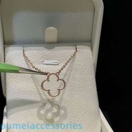 2024 Designer Jewelleryvanl Cleefl Arpelsnecklace Colliers Transparent Crystal Crystal Rose Gold Platinum Collar Collar