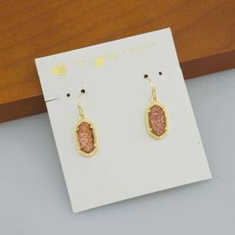 2024 Diseñador Kendras Scotts Neclace Joyería Ke Joyería Lee Oval Rosa Oro Cristal Diente Piedra Colgante Pendientes Ganchos para las orejas Pendientes