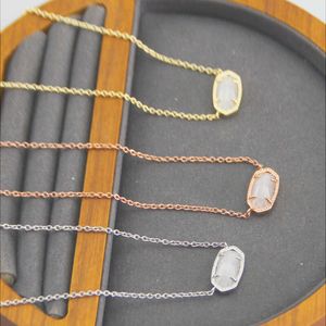 2024 Diseñador Kendras Scotts Neclace Joyería Instagram Minimalista Oval Gris Ojo de Gato Piedra Colgante Collar Cadena de Cuello Cadena de Clavícula