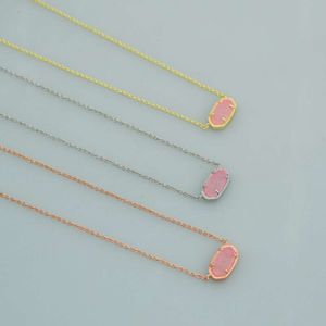 2024 Designer Kendras Scotts Neclace sieraden Instagram Eenvoudige ovaal roze kristal tandsteen hanger Korte ketting halskraagketting