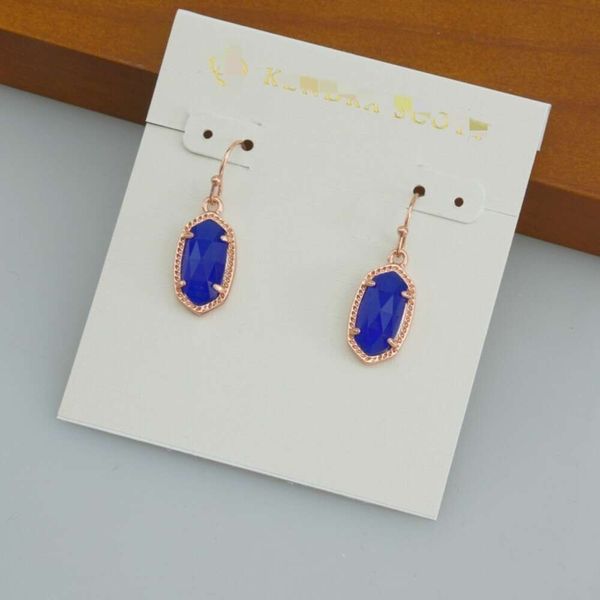 2024 Diseñador Kendras Scotts Neclace Joyería Ke Joyería Oval Azul Gatos Ojo Piedra Colgante Pendientes Ganchos para las orejas Pendientes