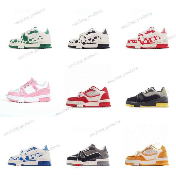 2024 Designer Enfants Sneaker Virgil Trainer Casual Chaussures Garçons Filles Cuir de veau Abloh Blanc Vert Lettre Superpositions Plate-forme Mode Luxe Enfants Baskets basses