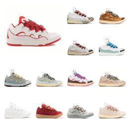 2024 Designer Lanvine schoenen lederen weg weg sneakers heren designer schoenen mannen vrouwen buitengewone casual sneakers paris kalfsleer rubber platform casual schoenen